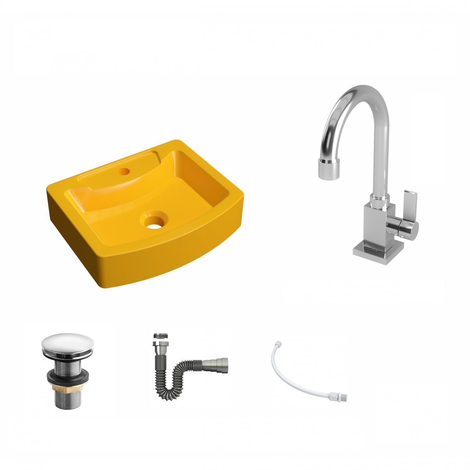 Kit Cuba Rt41 com Torneira Luxo 1195 Metal e Válvula Click 1 Polegada G e Sifão Cromado e Flexível C - 2