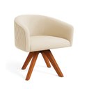 Ver imagem 5 de Poltrona Sala Base Giratória Madeira Kit 2 Arielle Veludo Cotelê D03 - D’Rossi