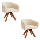 Ver imagem 2 de Poltrona Sala Base Giratória Madeira Kit 2 Arielle Veludo Cotelê D03 - D’Rossi