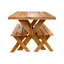 Ver imagem 3 de Conjunto Mesa 1m e 2 Bancos Sem Encosto Madeira Maciça Eucalipto