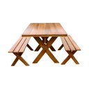 Ver imagem 2 de Conjunto Mesa 1m e 2 Bancos Sem Encosto Madeira Maciça Eucalipto