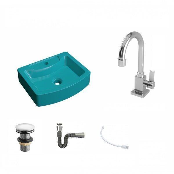 Kit Cuba RT41 com Torneira Luxo 1195 Metal e Válvula Click 1 Polegada e Meia e Sifão Cromado e Flexí - 2