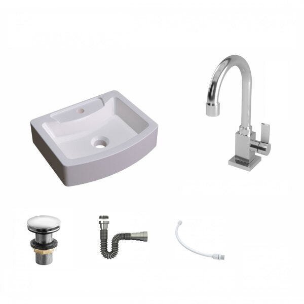 Kit Cuba RT41 com Torneira Luxo 1195 Metal e Válvula Click 1 Polegada e Meia e Sifão Cromado e Flexí - 2
