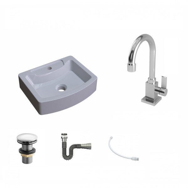 Kit Cuba RT41 com Torneira Luxo 1195 Metal e Válvula Click 1 Polegada e Meia e Sifão Cromado e Flexí - 2