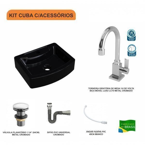 Kit Cuba RT41 com Torneira Luxo 1195 Metal e Válvula Click 1 Polegada e Meia e Sifão Cromado e Flexí - 3