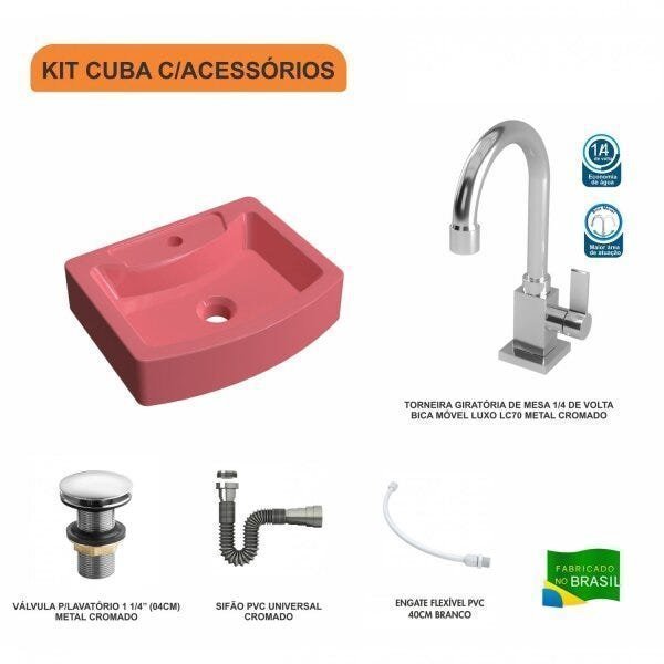 Kit Cuba RT41 com Torneira Luxo 1195 Metal e Válvula Click 1 Polegada e Meia e Sifão Cromado e Flexí - 3