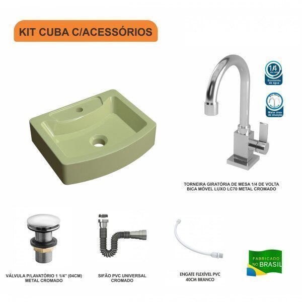 Kit Cuba RT41 com Torneira Luxo 1195 Metal e Válvula Click 1 Polegada e Meia e Sifão Cromado e Flexí - 3