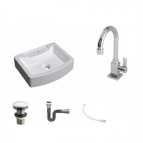 Kit Cuba RT41 com Torneira Luxo 1195 Metal e Válvula Click 1 Polegada e Meia e Sifão Cromado e Flexí - 2
