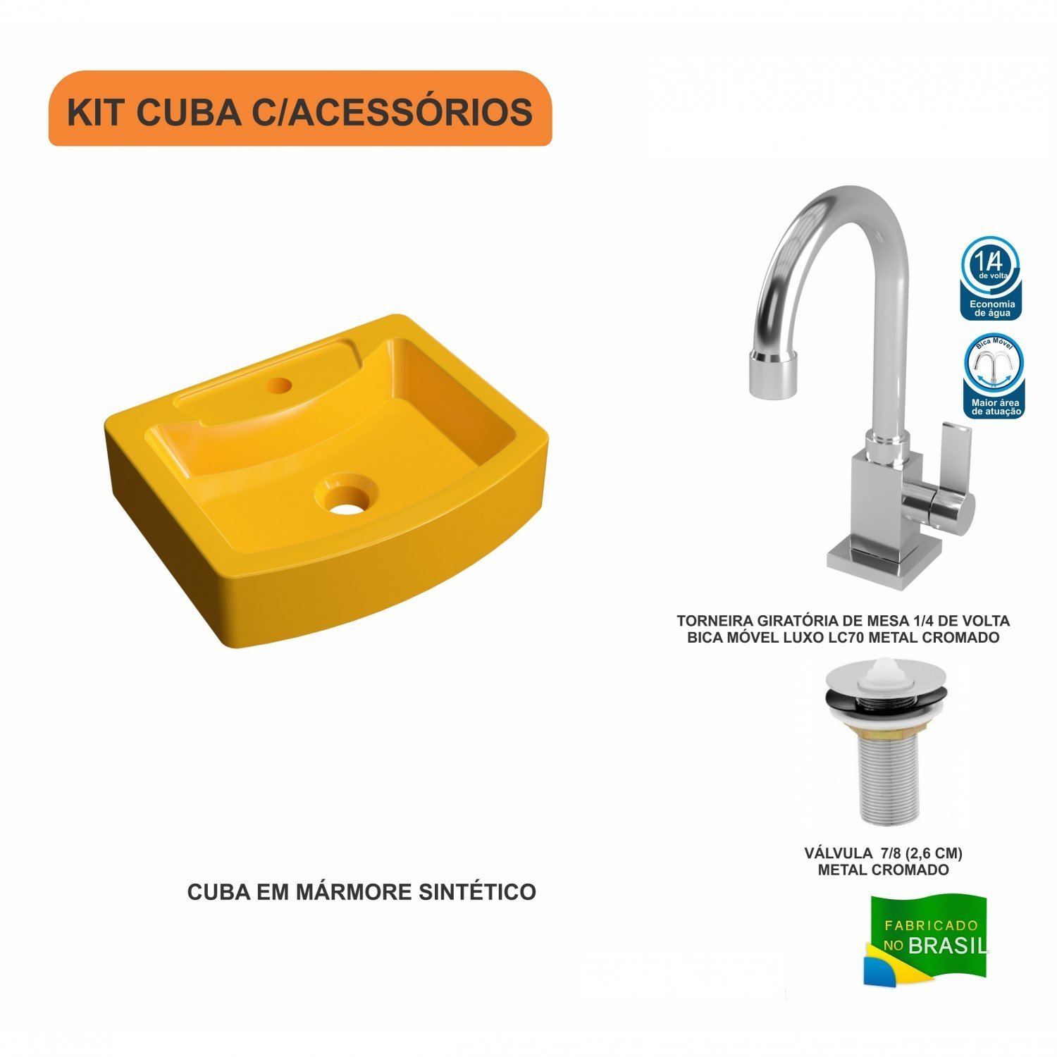 Kit Cuba Rt41 com Torneira Luxo 1195 e Válvula 1 Polegada Compace - 3