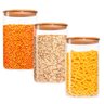 Kit de 3 Potes Herméticos Vidro Tampa Bambu 1000ml - 1