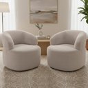 Ver imagem 2 de Kit 02 Poltronas Giratória Orgânica para Sala Living Helena L02 Bouclê Creme - Lyam Decor