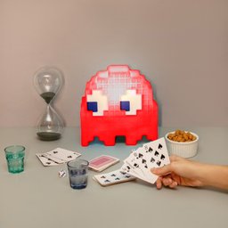 Luminária Abajur de mesa Grande Fantasminha Pac-Man Vermelho - 3