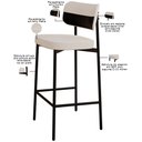 Ver imagem 4 de Kit 03 Banquetas Alta Bar Cozinha Sala de Jantar Aço Preto Kaira C01 Linho Palha Courino Preto - Lya