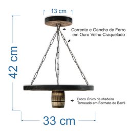 Kit Luminária Sítio Pergolado Área de Festa Cabana Chalé- Madeira Maciça Rústica Colonial - 3