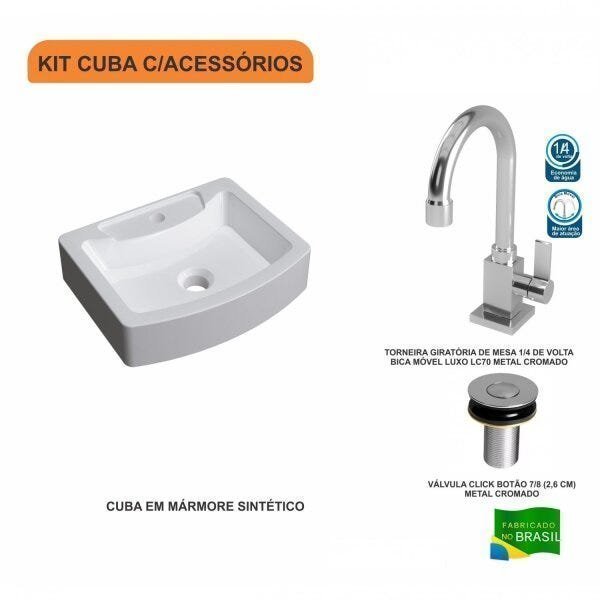 Kit Cuba RT41 com Torneira Luxo 1195 e Válvula Click 1 Polegada B Compace - 3
