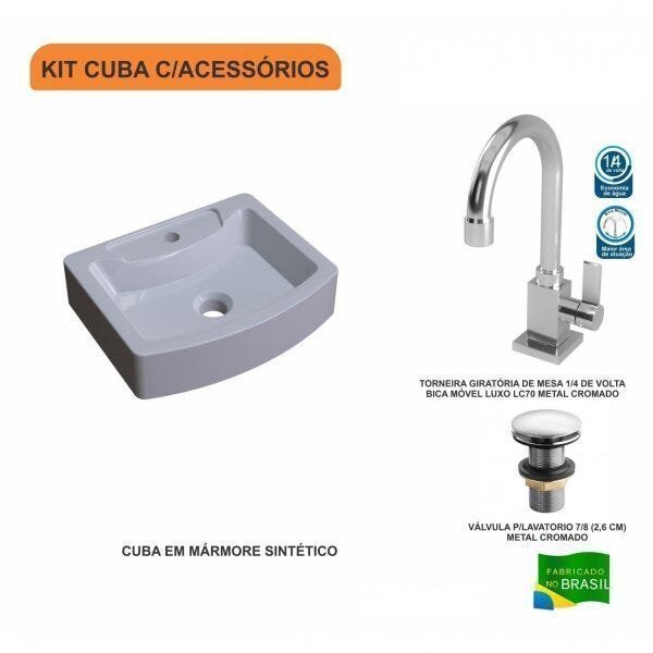 Kit Cuba RT41 com Torneira Luxo 1195 e Válvula Click 1 Polegada G Compace - 3