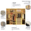 Ver imagem 5 de Guarda-Roupa Casal Lúmine 6 Portas 4 Gavetas 100% MDF com LED e Vidro Off White - Pnr Móveis