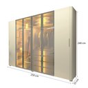 Ver imagem 4 de Guarda-Roupa Casal Lúmine 6 Portas 4 Gavetas 100% MDF com LED e Vidro Off White - Pnr Móveis
