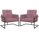 Ver imagem 1 de Kit 2 Poltronas Base de Ferro Tecido Suede para Sala de Espera Resistente Sala de Estar Confortável