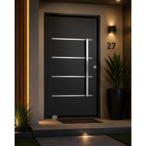 Porta Lambril Pivotante em Aço Galvanizado 220x120x14cm c/Puxador Friso Esquerda