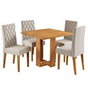 Ver imagem 2 de Mesa de Jantar 4 Lugares Magiore Mel/tampo Mel/veludo Pastel - Viero Móveis