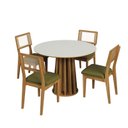 Ver imagem 2 de Conjunto Sala de Jantar Mesa Redonda Nature com 4 Cadeiras Tela Sintética Off White/freijó/verde