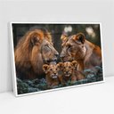 Ver imagem 2 de Quadro Decorativo Familia Leao Leoa Dois Filhotes Nas Folhas Sala Quarto Casa Escritório