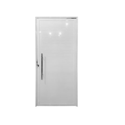 Porta Pivotante de Alumínio Lambril 2,10 x 1,00 Kit Puxador e Fechadura Esquerda Cor Branco