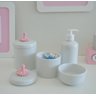 Kit Higiene Porcelana Bebê + Potes Cotonete Algodão - Provençal Rosa. - 1