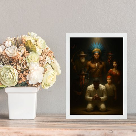 Quadro Decorativo Guias da Umbanda 45x34cm - com Vidro:moldura Branca