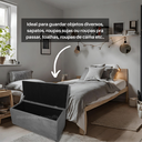 Ver imagem 4 de Bau Solteiro Capitonê Pé de Cama Decoração Guarda Objetivos - Cinza