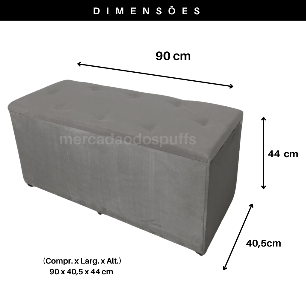 Bau Solteiro Suede Pé de Cama Solteiro Quarto Decoração - Cinza - 2