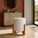 Ver imagem 6 de Puff Decorativo Redondo com Pés de Madeira Maciça Linho Piave