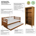 Ver imagem 2 de Kit Sofá Cama Enjoy em Madeira Maciça com Estante Livreiro Sofisticada Aberta Castanho