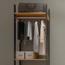 Ver imagem 3 de Guarda Roupa Closet Industrial com Cabideiro 4 Prateleiras TW402 Freijó/Preto Fosco - Pradel