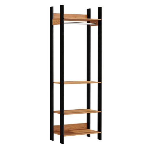 Guarda Roupa Closet Industrial com Cabideiro 4 Prateleiras TW402 Freijó/Preto Fosco - Pradel