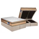 Ver imagem 1 de Cama Box Baú Queen: Colchão Ortopédico Plumatex D45 Selectus + Base Crc Suede Clean (158x198)