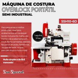 Overlock Portátil Semi Industrial -sun Special+13 Itens-220v - 5