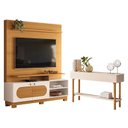 Ver imagem 1 de Estante Home Theater Axis Cinamomo Off White com Aparador Fiero Off White - Hb Móveis