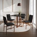 Ver imagem 1 de Conjunto de Jantar Mesa Mônaco 90cm Tampo Preto com 4 Cadeiras Pretas Base Cobre Preto