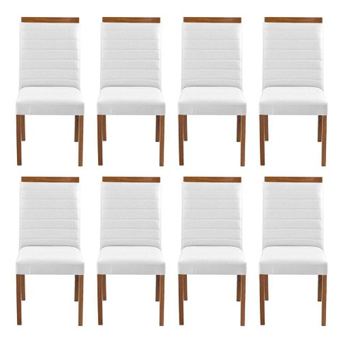Kit 8 Cadeiras Decorativas Sala de Jantar Luxo Sueli Facto Branco - Mozzelar