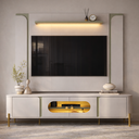 Ver imagem 3 de Conjunto Juquehy Rack Painel Tv Sala Estar com Led Orgânico Mdf:pistache/off White