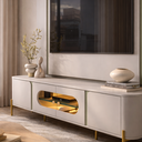Ver imagem 7 de Conjunto Juquehy Rack Painel Tv Sala Estar com Led Orgânico Mdf:pistache/off White