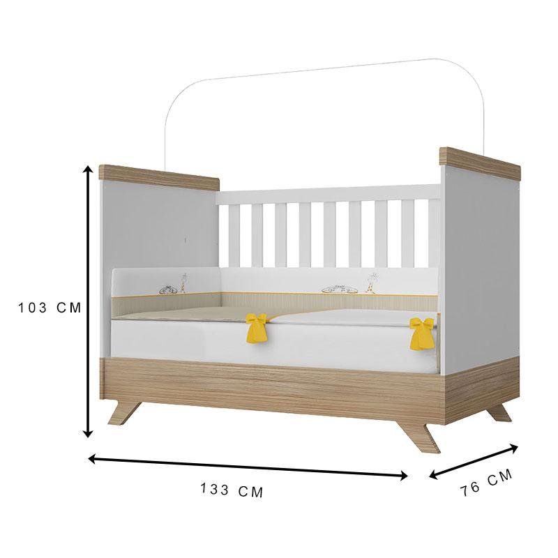 Quarto de Bebê Emilly 4 Portas com Berço Americano Retro Vitória Off White Carvalho - Canaã - 8