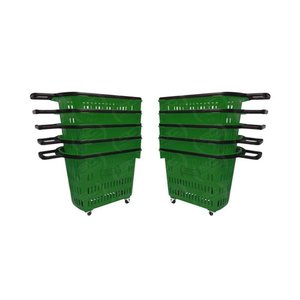 Kit - 10 Cestos Grande com Rodízio D300 Cód. 3300 Verde - Della Plast