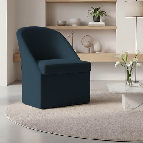 Cadeira Poltrona Decorativa Clara Suede Azul Marinho Dal Poz Estofados