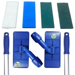 Kit Suporte 2 Limpa Tudo + 2 Un Cabo Alumínio 1,4m + Fibras 1 Branca + 1 Azul + 1 Verde Geral + 1 Ve