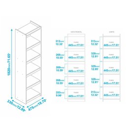 Estante Livreiro com 6 Prateleiras 47,5cm Multimóveis CR25113 Branca - 3