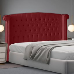 Cabeceira de Cama Box Toquio King 195 Cm Suede Vermelho Ec Móveis - 2