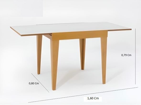 Mesa De Jantar Extensível 0.80 a 1.20 Com Vidro Pés Madeira Tock:MEL/OFF WHITE - 4